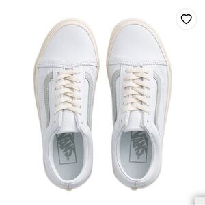 White Leather Vans, Fits like a Ladies Size 8.5